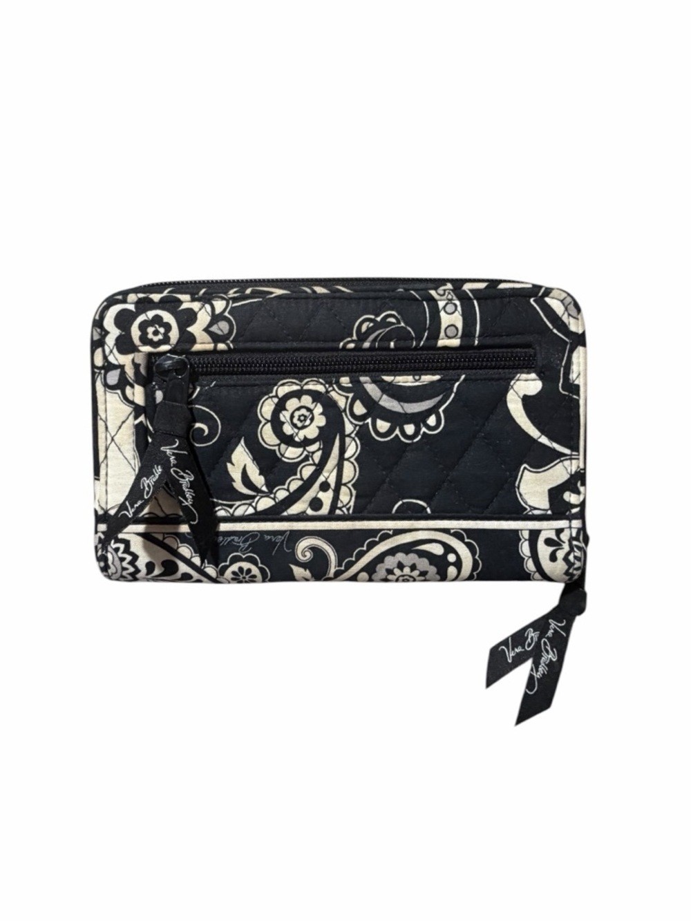 Vera Bradley Black and Cream Floral Quilted Zip Wallet - Picture 2 of 13